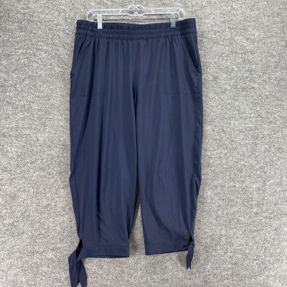 Talbots Cropped Pants Women PL Petite Blue High Rise Flat Front Pull On Straight - Picture 1 of 10